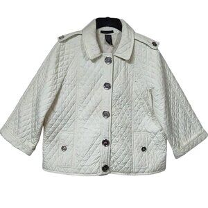 Mel & Lisa Ivory Button Front Quilted Collared Lightweight Jacket Women's Size 8